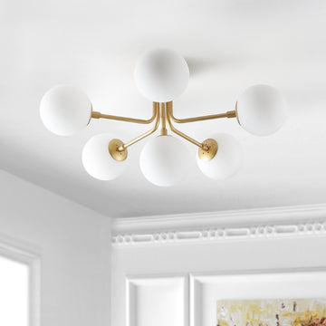 Olivier Parisian 24" Globe Modern Industrial Iron Bistro LED Semi Flush Mount
